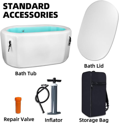 PVCドロップステッチ 青/黒/白 携帯型氷浴樽 冷水浸し 蓋付き充気タンブ