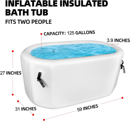 PVCドロップステッチ 青/黒/白 携帯型氷浴樽 冷水浸し 蓋付き充気タンブ